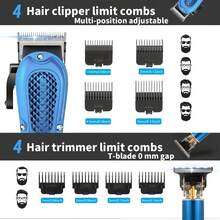 BLUTOOL Take Care Of Everything!4PCS Men'S Electric Hairdresser Set, Electric Hair Clipper + Electric Shaver + Electric Nose Hair Trimmer + Fine Trimmer. Haircut, Shave, Sculpt. Household Car Travel Carry Use Perfect Gift For Dad, Husband, Boyfriend (Father's Day/Birthday) - Royal Blue - View 5