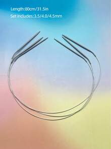3pcs/9pcs Optional Stainless Steel Circular Knitting Needle Set, 80cm Flexible Stainless Steel Cable 2.0-6.0mm, Polished Smooth Non-Snagging Needle Tips DIY Knitting Tools, Suitable For Scarves, Sweaters, Shawls And Handmade Craft Projects - All Stainless Steel Circular Knitting Needles - View 9