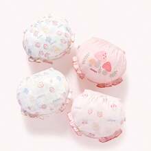 4 Stücke/Packung Baby Mädchen Baumwolle Süß Muster Atmungsaktiv Dreieck Höschen - Pink - Übersicht 1