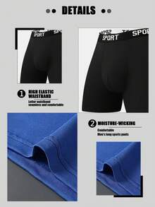 3 bucăți de chiloți sport pentru bărbați - Material anti-scărpaturi, Design structurat confortabil, Talie elastică "SPORT" - Multicolor - Vizualizare 5