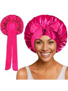 1件/2件/4件装缎面睡帽，丝滑蝴蝶结睡帽，弹性宽边女士睡帽，可卷发 - 均碼 - 查看 12