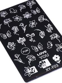 1pc Flower Nail Stamping Plate Tulip Spring Summer Flower Butterfly Image Steel Plate Y2K Nail Template DIY Printing Stencil Manicure Accessory Tool - Silver - View 4