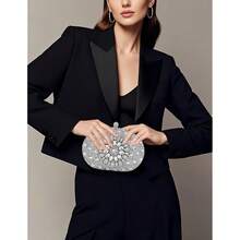 Clutch Purses For Women Formal Rhinestone Evening Bag Sparkly Handbags Wedding Party Cocktail Prom - Embrague plateado - Ver 3