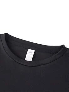 , Cute, And Fashionable Summer T-Shirt For Girls, With Letter Print And K-Kop Anime Girl Pattern Print, Stylish And Versatile Girls' Clothing, Made Of Soft And Comfortable Fabric, Suitable For Sports And Casual Wear. Minimalist Style Sweatshirt - 黑色 - 查看 3