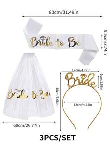 1set Romantic Wedding Headwear Set, Including A Hairband + A Headscarf + A Shoulder Strap. Suitable For Wedding Parties, Birthday Gatherings, Wedding Anniversaries, And Coming-Of-Age Ceremonies - Multicolor - View 8