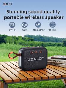 ZEALOT S75 10W High-Power Wireless Speaker, Portable Outdoor With Waterproof Function And Five Speakers, RGB Color Lights, Supports SD Card/USB/AUX, Allows Two Speakers Chained, Hands-Free Calling, Compatible With Phones/Tablets/TVs/Computers, Suitable For Outdoor Parties/Home Gatherings/Beach Parties - one-size - View 2