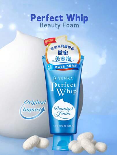 Shiseido SENKA PERFECT WHIP Foaming Face Wash, 120g, Containing Amino Acid Surfactants, Deep Cleansing Without Stripping Skin Moisture, Suitable For Daily Use, All Skin Types, Especially Dry And Sensitive Skin, Travel Size, Official Genuine Product, An Ideal Choice For Skincare Enthusiasts Seeking A Gentle Yet Effective Cleansing Experience.
