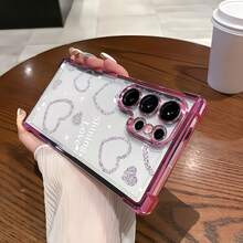 1pc Creative Purple Glitter Rhombus Heart (Camera Lens Film) Luxury Fashion Shockproof Airbag Phone Case Compatible With Samsung S26/26Plus/S26Ultra, S25Ultra/S25Plus/S25/S25FE, S24Ultra/S24Plus/S24/S24FE, S23Ultra/S23FE/S23/S23+, S22Ultra/S22/S22+, S21Ultra/S21FE/S21/S21+, S20Ultra/S20FE/S20/S20+, A73/A72/A55/A54/A53/A52, Note 14 Pro+ 5G, P30, Honor X6b, A74, C53, Narzo N53 - Pink - View 4
