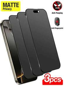 3pcs 9H Matte Ceramic Tempered Glass Screen Protector Compatible With IPhone 17 Pro Max/17 Pro/17 Air/16 Pro Max/16 Pro/14/13/12/11, Full Screen Coverage, Scratch-Resistant, Anti-Fingerprint - Black - View 1