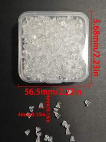 1 Box Of Approx. 520pcs Transparent Silicone Ear Plugs, Soft Silicone Earring Backs, Nut-Shaped Earring Fixers 4*4mm, Suitable For Fixing Earrings & Earring Posts, Low Allergy Silicone Earring Backs Replacement - Clear - View 2