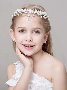 1件装女孩公主皇冠发箍，水晶头饰，适合节日、派对和日常佩戴 - 白色 - 查看 7