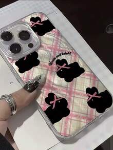 1个可爱格子图案美学设计羽毛激光防水防指纹防刮透明IMD软光顺滑手机壳，兼容 16 Pro Max/16/16 Pro/16 Plus/15/15 Pro Max/15 Pro/11/12/13/14 Pro Max/11 Pro Max/12 Pro/12 Pro Max/13 Pro/13 Pro Max/14 Pro/14 Pro Max，时尚创意 - 彩色 - 查看 2