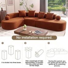 327cm Large, Thick, Fitted With A Sofa With A Knob And A Cloudy Couch, The Elegant Construction Is And One Of The Three-Tier Models, It Must Be Included, And It Cannot Be Left Behind. - Orange - View 3