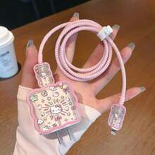 Protector de cable de datos de Hello Kitty, cable enrollable para iPhone 15, 14, 13 de carga rápida de 20W - A - Ver 2
