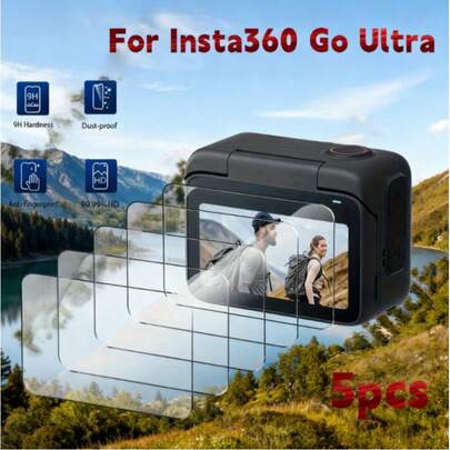 5pcs Go Ultra Screen Protector - 9H Hardness Tempered Glass, Anti-Dust, Anti-Fingerprint, Suitable For Outdoor Sports Handheld Camera, Easy One-Click Application, Effectively Protects Camera Safety And Prevents Damage.