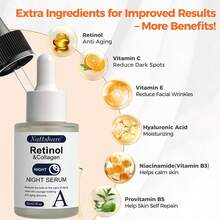 视黄醇精华液，柔滑面部精油，针对黑斑、老年斑和细纹，玻尿酸敏感肌护理面部精华 - Retinol - 查看 6