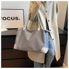 Túi tote nylon - Túi du lịch màu hồng dung tích lớn với viền da, túi xách qua đêm gấp gọn dành cho nữ. - Nhiều màu - Xem 3