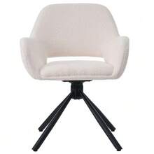 Swivel Dining Chairs, Sherpa Fabric, Set Of 2, With Armrests, Modern And Minimalist Style, White - Apricot - View 4
