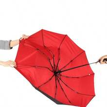 1pc Double Layer Automatic Windproof Umbrella, 10 Ribs One-Click Open/Close, Reinforced Windproof & Rainproof Umbrella, Multi-Functional Travel Umbrella, Back To School Supplies - Multicolor - View 3
