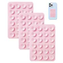 3个装硅胶吸盘手机支架，防水粘性底座，适用于大多数手机，通用指握式设计，方便自拍和视频拍摄，黑色/白色/浅粉色 - 彩色 - 查看 13