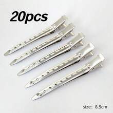 20pcs Alligator Hair Clips With Holes - Metal, Rust-Proof, For Curling, Dyeing & Sectioning - A-silver - View 2