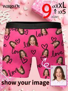 Men's Customized Face Print Boxer Briefs, Personalized Photo Underwear, Customized Face Print Boxer Briefs, Husband Personalized Boxer Briefs, Customized Face Print Underwear - Black - View 3