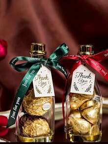 5pcs Champagne Bottle Candy Boxes - Plastic Gift Containers For Weddings, Birthdays And Parties - Perfect For Party Favors, Mother's Day, Christmas, Valentine's Day And More - Transparent Drifting Bottle - View 5