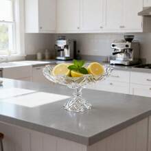 Transparent Crystal Glass Fruit Bowl / Rhombus Cut Design / High-Quality Home Fruit Plate - White - View 3