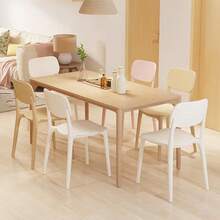 Juego de 4 Sillas de Comedor Modernas de Plástico, Silla de Comedor Apilable y Reforzada para el Hogar, Diseño Simple y Moderno con Respaldo y sin Brazos, para Cocina, Restaurante, Sala de Estar (Color: Gris Oscuro, Tamaño: 44 * 47 * 80cm) - Naranja - Ver 3