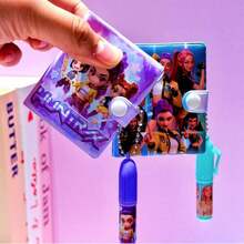 KPOP恶魔猎人女团文具套装，卡通超吸睛笔记本，小型便签本，便携式日记本，礼品 - 彩色 - 查看 6