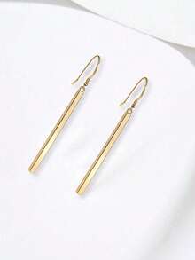 1 Pair Women's Fashion Geometric Bar Glossy Earrings, Versatile For Daily And Casual Wear - Yellow Gold - View 4