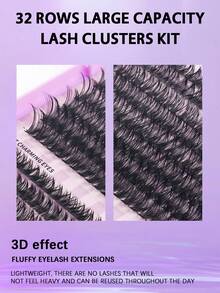 640片装高容量睫毛嫁接套装 - DIY睫毛嫁接，包含30D+40D+50D+60D/50D+60D+80D+100D睫毛簇，D卷度单根仿貂毛假睫毛，8-16mm混合长度睫毛簇，睫毛簇，单根假睫毛，睫毛，假睫毛 - D - 查看 7