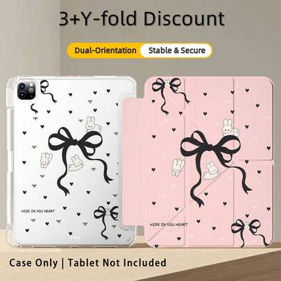 1pc 3+Y-Fold Tablet Case, Butterfly Pattern, Multiple Support Methods, Compatible With Huawei MatePad SE 11", MatePad 11 Inch, MatePad Pro 12.2 2024, Honor Pad X9A 2025, Honor Pad 9, Honor Pad X9 Pro 2025, Pad 6, Pad SE 11", Pad 2 Pro 12", Pad 2 11", Galaxy