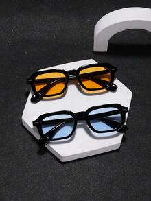 1 par de gafas de moda rectangulares básicas y retro para hombres, adecuadas para vacaciones, uso diario y viajes - Multicolor - Ver 13