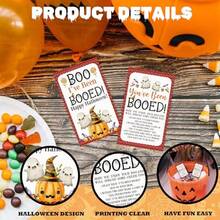 50 Pcs Halloween Game Cards You've Been Booed Boo Basket Stuffers For Friends Family Pumpkin Ghost Candy Spooky Card For Him Or Her Boo Greeting Cards Happy Halloween Party Supplies -03 - 如圖所示 - 查看 3