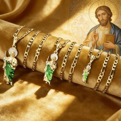 1 Mặt dây chuyền bùa hộ mệnh Công giáo phong cách Hip-Hop unisex, mặt dây chuyền hình chân dung Tadeo nhiều kích cỡ, hình tượng tôn giáo retro thời trang của Chúa Giêsu, một trong 12 môn đồ của Thánh Giuđa, hoàn hảo cho Lễ Phục Sinh, Lễ Thăng Thiên và đeo hàng ngày, quà tặng Ngày của Cha.