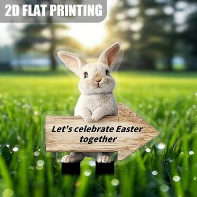 Bohemian-Style Rabbit Acrylic 2D Garden Ground Ornament.