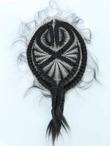 6英寸合成编织假发，独特蕾丝编织设计，平行方格编织，时尚商务发型，适合非洲男士，黑色 - 黑色 - 查看 17