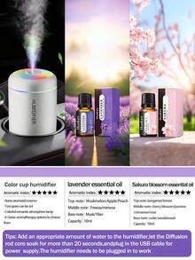 USB车载空气清新剂 - 室内加湿器，带冷雾和LED灯，小巧便携，黑白两色可选，持久留香，适用于汽车、卧室、办公室、浴室，理想的汽车装饰 - 女士优雅礼物，内含6种精油香氛 - 黑與白 - 查看 27