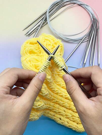 3pcs/9pcs Set Stainless Steel Circular Knitting Needles, 2.0-6.0mm, 80cm Long Soft Double-Ended Needles, Flexible Stainless Steel Wire, Smooth Tips, Anti-Shedding, DIY Knitting Scarf Sweater Tools
