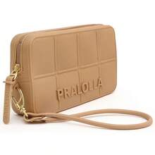Women's Half-Moon Shoulder Bag Set (Crossbody) + Waterproof Rubberized Wallet - Mostaza Amarilla - Ver 7