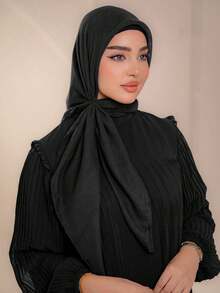 1pc Modest Solid Color Breathable Muslim Women's Square Headscarf, Spring/Summer - Multicolor - View 12