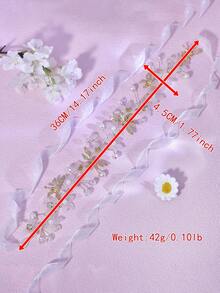 1件闪亮水晶珍珠花朵发箍，时尚蜻蜓造型合金光环头饰，适合新娘、婚礼、节日、派对、生日、日常穿着 - 金色 - 查看 7