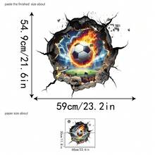 3D足球突破墙贴海报 - 体育赛事庆祝装饰品。创意足球突破自粘墙贴。适用于房间和卧室墙面装饰。自粘墙贴。 - 彩色 - 查看 6