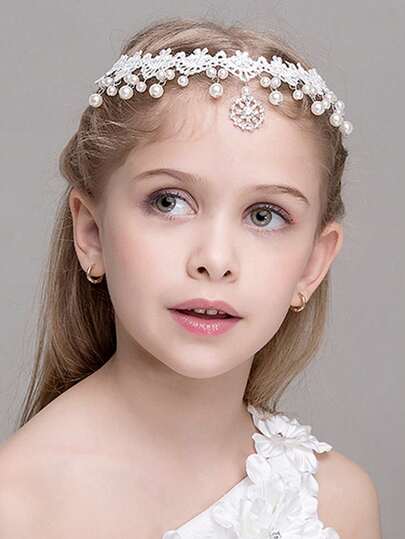 1pc Girls Princess Crown Headband, Crystal Tiara Suitable For Holidays, Parties, And Daily Wear