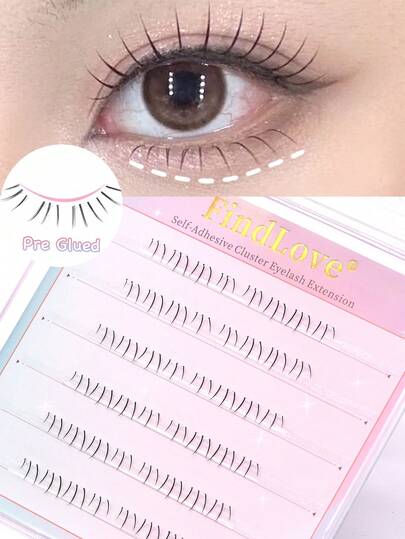 48Clusters Pre Glued Lower Lashes Natural Look Bottom Lashes Transparent Stem Lower Eyelashes Wear No Glue Needed Eyelashes Personal DIY Eyelashes Of Different Lengths Natural Soft Self Adhesive Eyelashes Enlarged Double Eye Bottom Lash Gift For Women & Girl Eyelash Extensions Suitable For Everyday Use Makeup Tools For Beginners