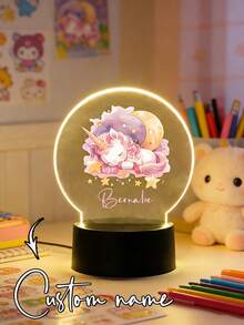 1pc Personalized Name Night Light, Children's Birthday Gift Customization, Friend Custom Gift, Bedroom Decor Customization, Party Decor Customization, Party Decor, Custom Moon Night Light, Back To School Gift - Black - View 4