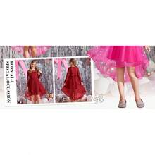 Flower Girl Long Sleeve Lace Tutu Dress High Low Hem Flowy Formal Wedding Party Dress - 白色 - 查看 6