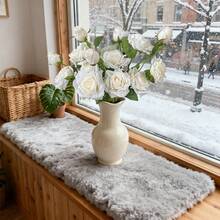 10pcs 54cm/21.26in Artificial Baked Edge Dried Austin Roses - Real Touch Polyester Fake Flowers For Vase Wedding Home Decor, Valentine's Day Mother's Day Gift, 2 Blooms 1 Bud Per Stem - 白色 - 查看 2