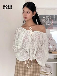 ROSIE POPHUB Women's White Cute Shirt, Retro Streetwear Style, Teacher's Outfit, New Arrival For Spring/Summer - White - View 4
